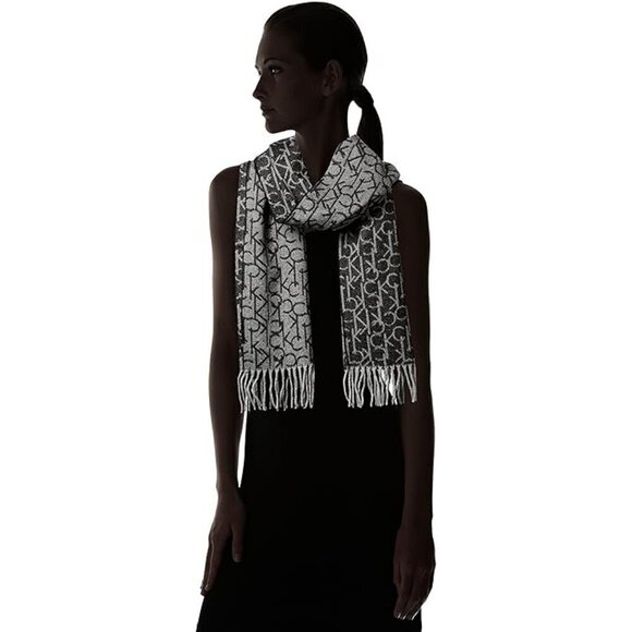 Calvin Klein Accessories - Calvin Klein Logo Knit Monogram Scarf with Tassels